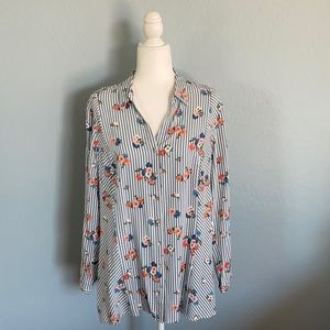 J. Jill Long-Sleeve floral/stripe shirt